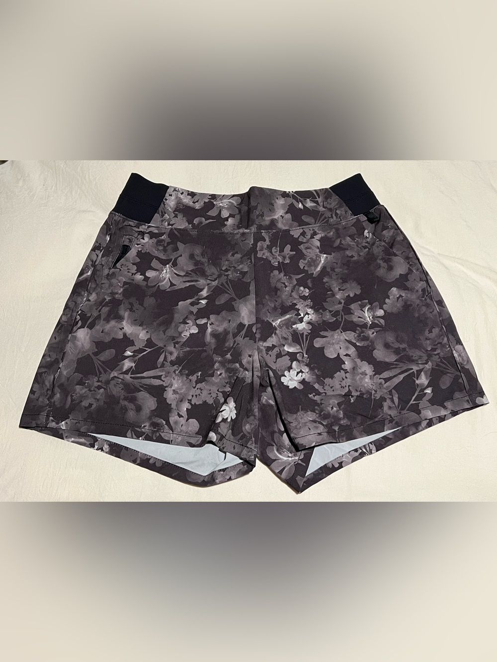 Athleta Black Floral Athletic Shorts
